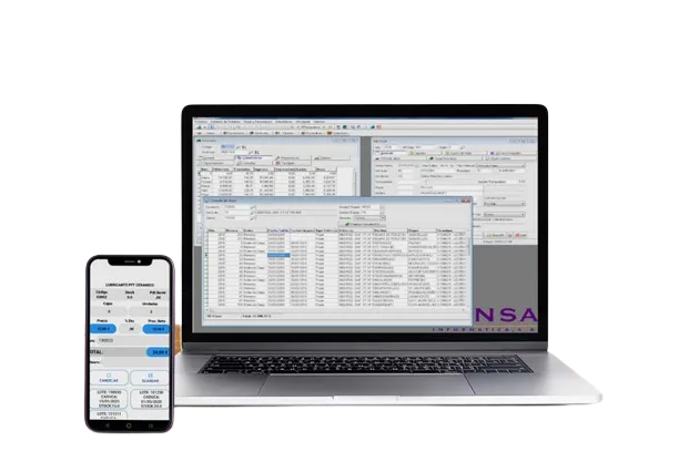 SIGESTWIN ERP y aplicación móvil de Ginsa en ordenador y teléfono